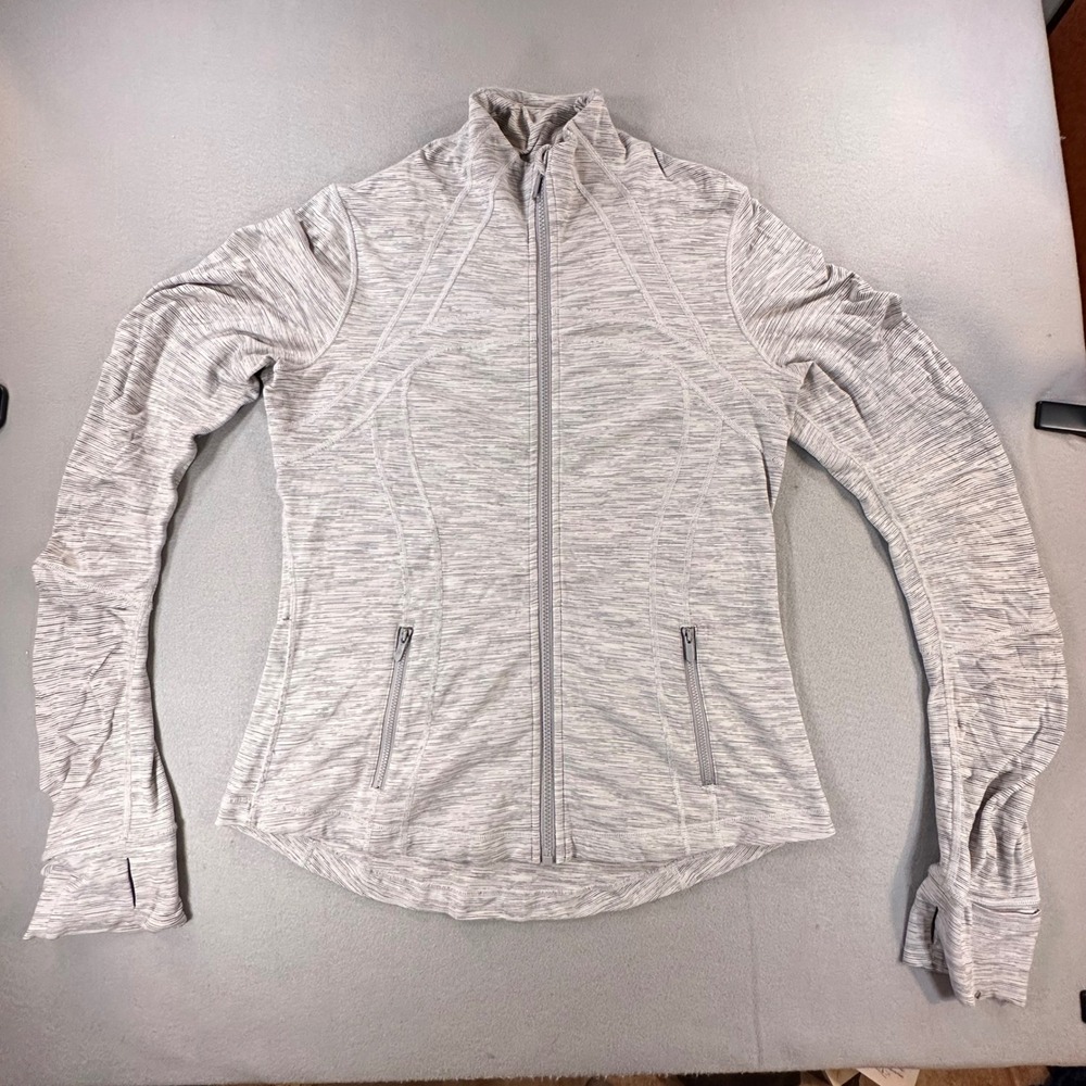 Lululemon‎ Define Jacket Size 12 Grey White Space Dye Heathered Full Zip Yoga